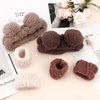 Atoden Bear Ears Spa Headband Wristband Set Cute Animal Skincare Headband Funny Makeup Headband for Washing Face Fluffy Elastic Face Wash Hair Band for Women Girls Trendy Stuff (Brown)