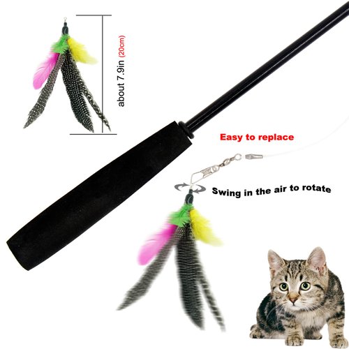 TIENAILING Cat Feather Toys Refills Da Bird Feather Cat Toy, 8 PCS Natural Da Bird Feathers Refill, Cat Wand Replacement Feather for Cat Toys (D)