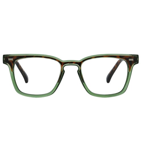 Peepers by PeeperSpecs Strut Square Blue Light Blocking Reading Glasses, Green/Tortoise, 48 + 2.5
