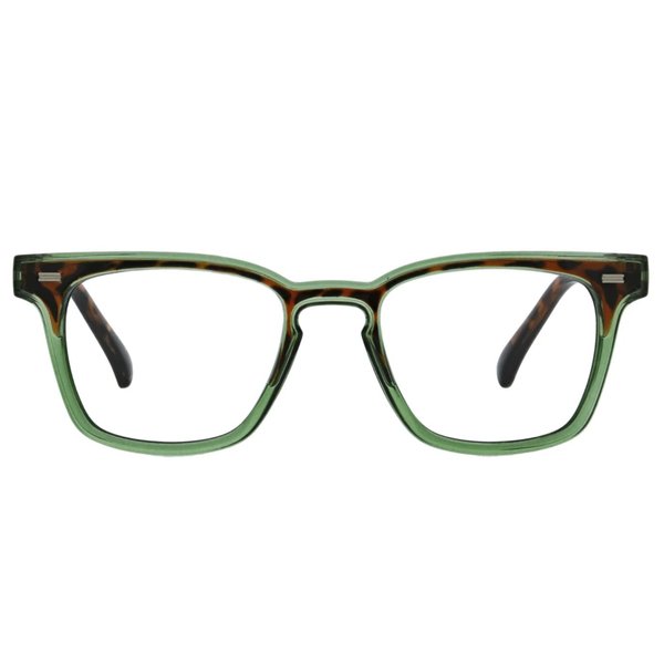 Peepers by PeeperSpecs Strut Square Blue Light Blocking Reading Glasses, Green/Tortoise, 48 + 2.5