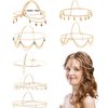 WILLBOND 8 Pieces Gold Head Chain Jewelry Halloween Boho Headband Coins Pearl Tassel Chain Hair Band Festival Prom Wedding Headpiece for Women(Cute Style)