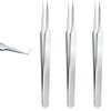 3 Pieces Ingrown Hair Tweezers Stainless Steel Splinter Tweezers Pointed Blackhead Remover Precision Eyebrow Tweezers for Facial Hair, Ingrown Hair, Splinter and Blackhead Remover (Silver)