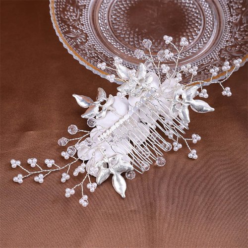 Wedding Hair Accessories Bridal Headpiece Hair Comb for Women Decoratives - Silver Flower Hair comb for Women Wedding Hair Accessories