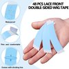 Sajoo 48 Piece Lace Front Wig Tape Lace Clear Toupee Tape Adhesive Tape Double-Sided Waterproof Lace Wigs Tape C Curve Hair Bold Hold lace Tape for Wigs Toupees Hair Pieces and Hair Extension (Blue)