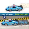 Oriate 6 Packs 1/64 Die-cast Sheriff Police Sports Cars Kids Toy Cake Topper Set, Rescue Vehicle Pursuit Car with Police Lights, Birthday Gifts for Boys Girls 3 4 5 6 Years Old