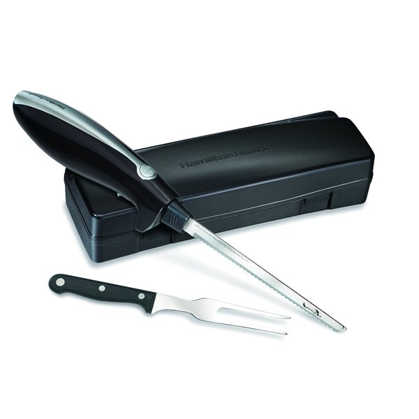 Hamilton Beach Electric Knife for Carving Meats, Poultry, Bread, Crafting Foam and More, Storage Case and Serving Fork Included, Black