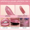evpct 2 in 1 Light Pink Glitter Shimmer Shiny lipstick & Liquid Lip Gloss, Metallic Dual Ended Lipstick with Hydrating Lightweight Formula, Shiny Glossy Lip Stick Makeup for Women stay on all Day 01