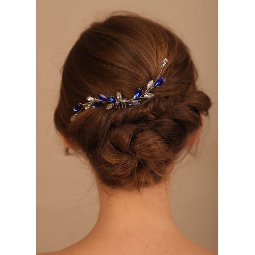 Denifery Blue Hair Comb Sapphire Color Hair Comb Blue and White Hair Comb Darc Blue Hair Comb Bridal Hair Comb Blue Hair Accessories