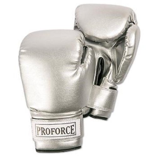 Proforce Leatherette Boxing Gloves with White Palm (Silver/Silver, 12 oz.)