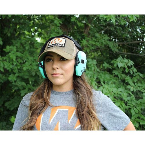 Walker's Razor Slim GWP-RSEM-LTL Electronic Muff Light Teal, 2 'AAA' Batteries