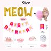 Cat Birthday Party Supplies Include Cat Kitten Birthday Hat , Cat Birthday Cake Topper, Bow Tie, Cat Tutu Skirt, Birthday Banner, Meow Letter Balloons for Cat Girls Birthday Decorations(pink)
