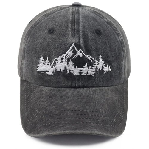 GzacDeope Camping Accessories Hats for Men Women, Mountain Trees Forest Decor Hat, Adjustable Embroidered Explore Outdoor Baseball Cap, Funny Hiking Gifts for Skier Hiker Camper Climber Nature Lover