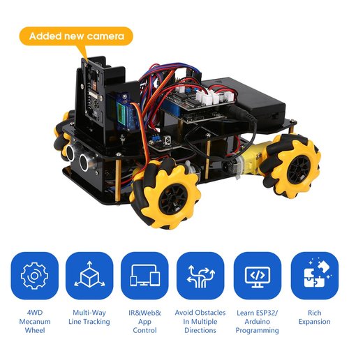 ACEBOTT Smart Robot Camera Car Kit, 4WD Remote Control Car Compatible with Arduino IDE, Electronic Programming Project/STEM Education/Science Coding Kit for 12+ Teens & Adults Unique Gifts