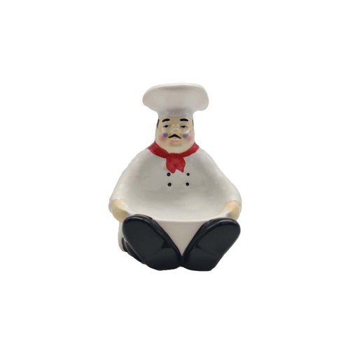 ACK Fat Bistro Chef Ceramic Hand Painted Sponge Holder for Kitchen Sink, Kitchen Décor, Scouring Pad, Scrub Holder