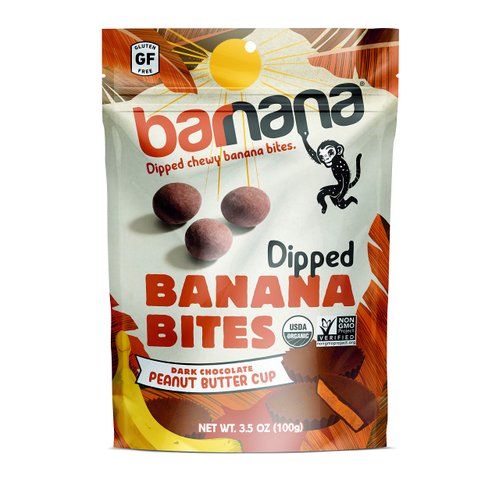 Barnana Organic Peanut Butter Cup Chewy Banana Bites, 3.5 Ounce Bag