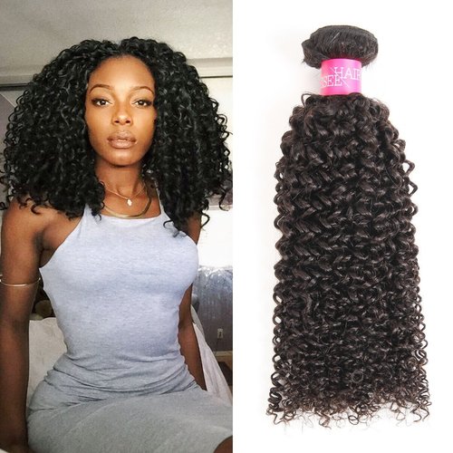 ISEE Hair Virgin Malaysian Deep Curly Jerry Curly Human Hair 3 Bundles,100% Unprocessed Human Curly Hair Extensions Natural Black Can Be Dyed 10 12 14inches