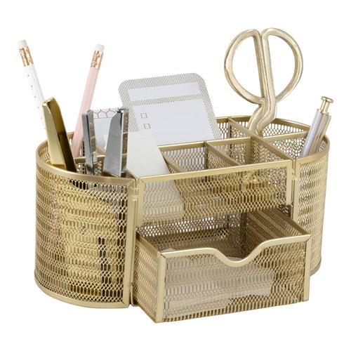 Gold Desk Organizers and Accessories - Gold Desk Accessories for Women Office - Desk Organizer Gold Office Desk Accessories - Office Supplies Gold Storage Small Desk Organizers and Accessories Gold