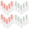 BOSMIOW 20pcs 5ml Mini Clear Plastic Lip Gloss Tubes Empty Capsule Shaped Lip Balm Bottle Travel Size Lipstick Tubes,DIY Lip Gloss Container Vials with Wand Brush,2Colors