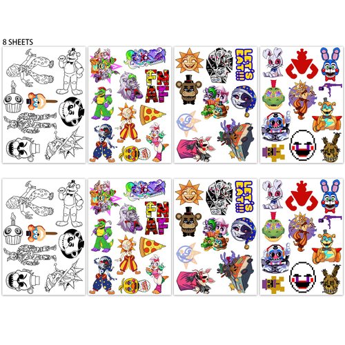 Pounchi Horror Game Temporary Tattoos (8 Sheets) Christmas Gifts Cartoon Decor Cosplay Waterproof Temporary Tattoos Cartoon Stickers Party Favors Supplies for Teens Kids