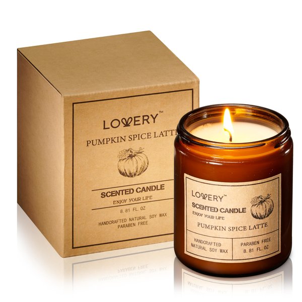Womens Gifts, Pumpkin Spice Latte Aromatherapy Candles for Home Scented, Candle Gift Set for Stress Relief, Meditation, Yoga, Spa, Relaxing Amber Jar Candles for Women & Men, Birthday, 9oz