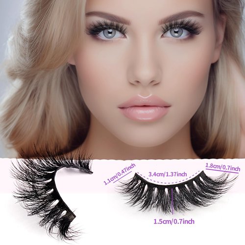 Giloner 7pairs Wispy Volume Lashes, 3d 18mm End Eye Elongated Mink Lashes，Fluffy Cross Multi Layered Dramatic Eyelashes That Look Like Extensions