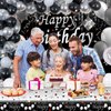Black and White Party Decorations, Happy Birthday Decorations for Men Women with Photography Backdrop & Tablecloth Balloons Arch Kit Banner Birthday Party Supplies Bday Decor with Table Cover