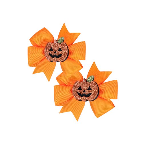 Halloween Hair Clips Pumpkin Orange Bow Barrettes Cute Hairpins for Girls Kids Halloween Party Hair Accessories.(FJ53) (Type A)
