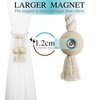 Nieffeiy 2 Pack Magnetic Curtain Tiebacks Cotton Hand Woven Tie Back Decorative Rope Holdbacks for Curtains Draperies No Tools Required, Beige