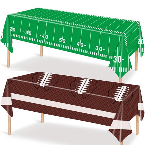 yinupet 2 PCS Football Tablecloth for Gameday Party Decorations,Disposable Plastic Tablecloth,Yard Lines Table Cover for Kids & Boy Birthday, Tailgate Sport Themed Parties Decorations, 54 x 108 Inch