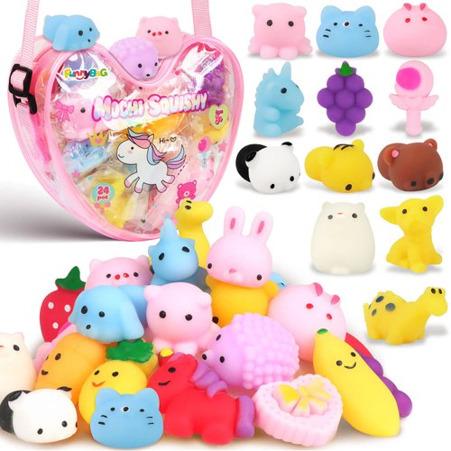 FUNNYB&G Squishies Mochi Squishy Toy - 24pcs Kawaii Party Favors Goodie Bag Stuffers Stress Reliever Fidget Toys Pack for Girls Boys Classroom Prize Christmas Birthday Gifts