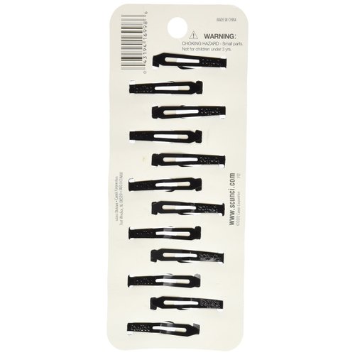 Scunci Countour, Snap Hair Clips, Black - 12 Count
