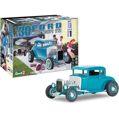 Revell 85-4464 1930 Ford Model ‘A’ Coupe 2'N1 1:25 Scale 154-Piece Skill Level 5 Model Truck Building Kit, White