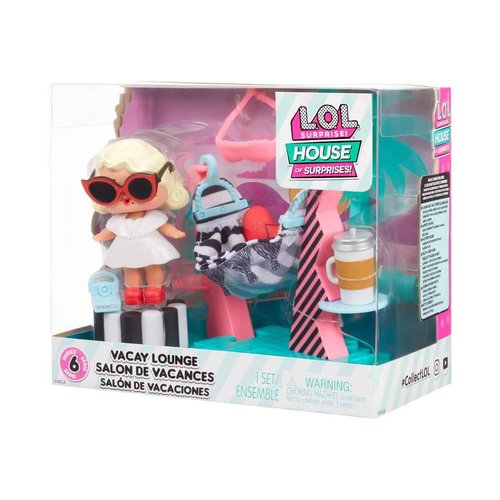 L.O.L. Surprise! OMG House of Surprises Vacay Lounge Playset with Leading Baby Collectible Doll with 8 Surprises, Dollhouse Accessories, Holiday Toy, Great Gift for Kids Ages 4 5 6+ Years Old & Collectors