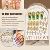 62pcs 3D Cross Nail Charms Rhinestones San Judas Virgin Mary Angel Gold Charms for Acrylic Nail Art Religious Gems Jewels Alloy Metal Nail Chains Tip Manicure Accessories Decoration Supplies Craft DIY