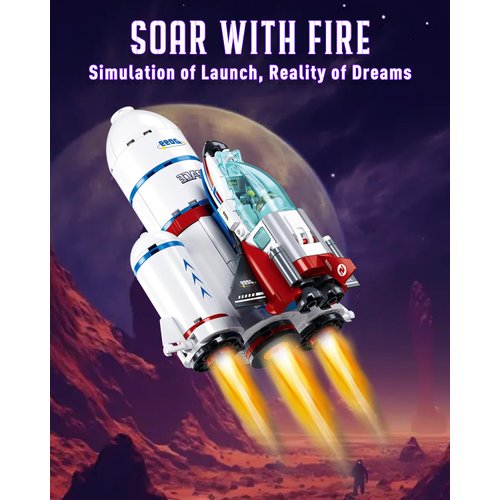 Sluban Launch Center City Space Building Set, Rocket Launchpad Building Kit with 4 Astronaut Minifigures for STEM Role-Play, Gift Toys for Boys 6+, Compatible with Lego Space, 424 PCS