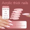 Erolagomat Press on Nails nude pink gradient Almond Fake Nails, Medium Length Acrylic Nails with Jelly Glue, Shiny Glossy Gel False Nails Kits Salon Quality Press ons Stick Glue on Nails Tip,24 Pcs