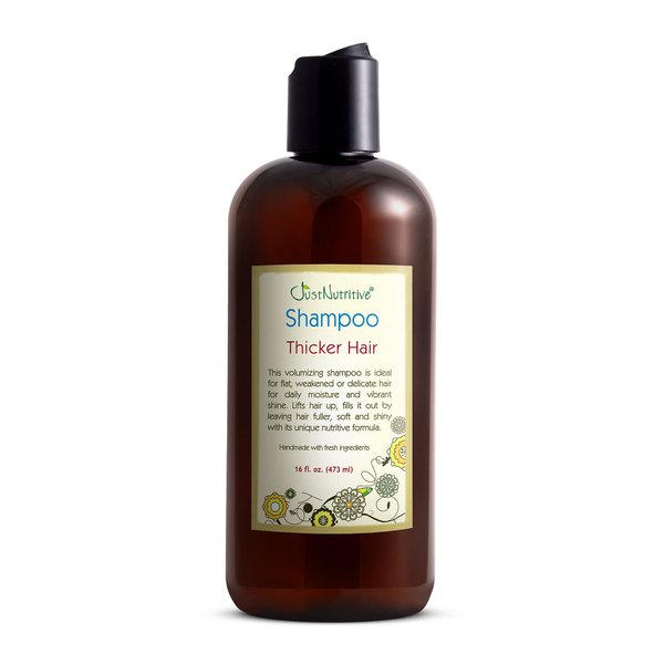 Just Nutritive Thicker Hair Shampoo | Hair Thickening | Hair Growth Thickening Shampoo | Grow Thick Hair | Hair Thickening Treatment for Men and Women 16 Oz