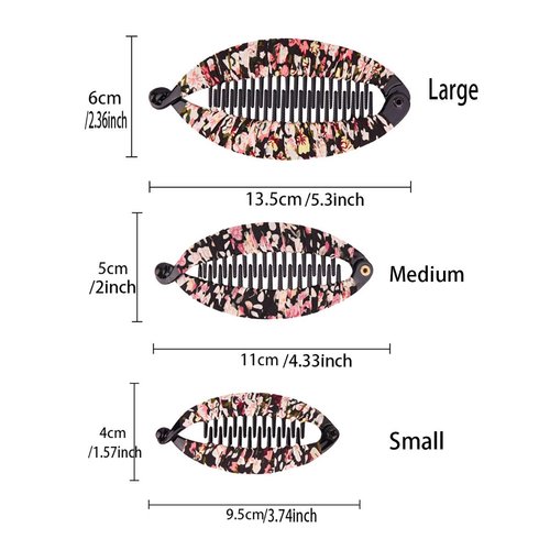 Fodattm Set of 6 Bohemia Style Wrapped Cloth Banana Hair Clip Hair Comb Hair Jaw Clips Plastic Fish Shape Hair Claw Hairgrip Hair Clincher for Women (Small)