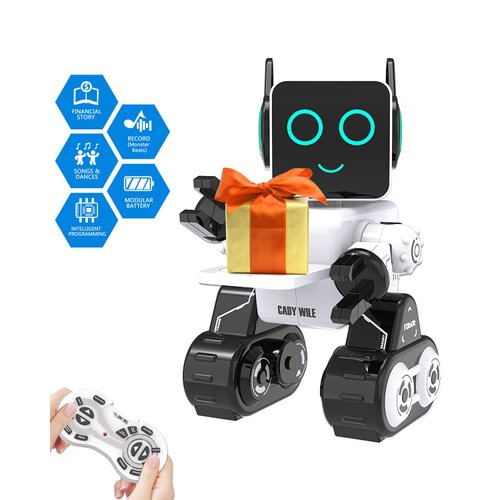 OKK Robot Toy for Kids, Smart RC Robots for Kids with Touch and Sound Control Robotics Intelligent Programmable, Robot Toy with Walking Dancing Singing Talking Transfering Items for Boys Girls (White)