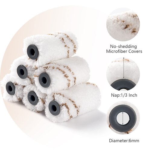 Mister Rui Paint Roller Kit, 8 Pack, 2 Inch Microfiber Paint Roller Covers (3/8" Nap), Small Paint Rollers with Tray and Roller Frame, Mini Rollers for Painting, Paint Supplies for House Painting