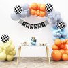 HOUSE OF PARTY Race Car Balloon Garland Kit – Two Fast Birthday Decorations with Blue Orange Yellow Grey & Checkered Balloons, Race Cars Party Supplies