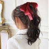 Generic 2 PCS Ribbon Bow Banana Clip Vertical Ponytail Claw Clip Bowknot Hair Clip for Women Girls Korean Style Banana Barrette Sweet Hair Accessories Ponytail Holder, Black,red