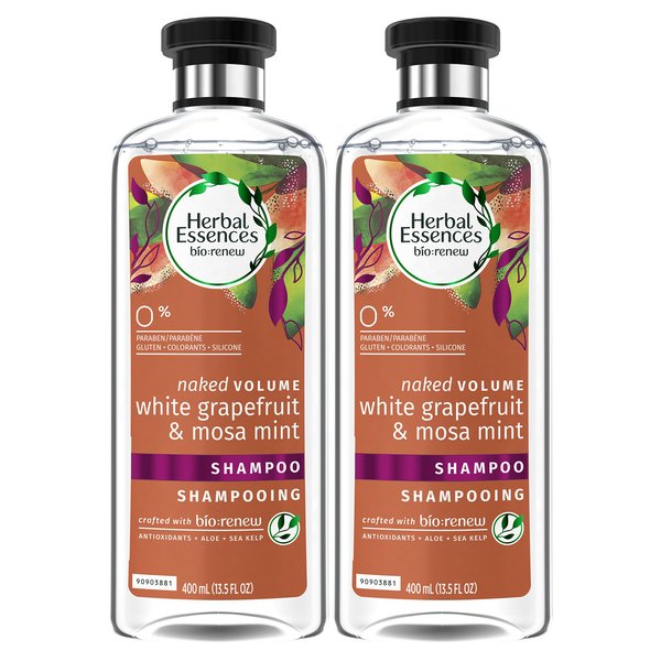 Herbal Essences Volumizing Shampoo for Color Treated Hair, Paraben Free, BioRenew White Grapefruit & Mosa Mint, 13.5 FL OZ (Pack of 2)