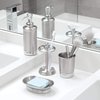 iDesign Steel Toothbrush Holder Stand The York Collection – Four Divided Compartments, 3.25” x 3.25” x 5.75”, Brushed Nickel & Polished Chrome