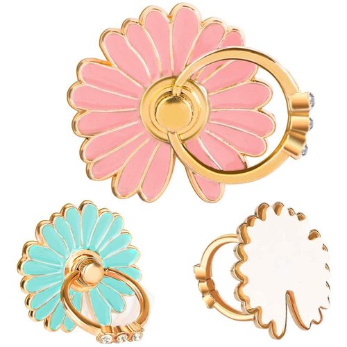 Zittop 3-Pack Phone Ring Holder 360 Rotation Glitter Bling Bling Finger Bracket Stand Grip Kickstand for Smartphones,Tablets,Pads (Daisy Pink/White/Green)