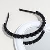 Doneace Pearl Headband Black Pearls Rhinestones Hairbands Fashion Sparkly Beaded Headbands Bridal Hair Hoop Party Wedding Hair Accessories for Women Girls 1PCS