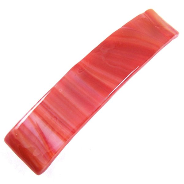 Stained Glass Barrette - Small 2.5" 65mm - Tomato Red Scarlet Cherry Orange Molten Orange Swirl Stripes Slide Clip Hair Accessories