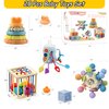 i diy Baby Toys 0-6-12 Months,Montessori Toys for babise 0-6-12-18 Months,Incl Pull String Toy & Shape Sorter & Stacking Baby Block & Manhattan Ball & Baby Blocks，Montessori Baby Toys for 1 + Year