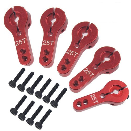 ShareGoo 10PCS 25T Aluminum Servo Horns M3 Threads Metal Steering Arm Compatible with RC Car Truck Buggy Airplane-Blue,Red