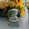 60mm 3D Howling Wolf Crystal Ball with Stand for Wolf Lovers - 3D Laser Moon Wolf Figurine Glass Sphere Ball Table Decor Crystal Paperweight Craft